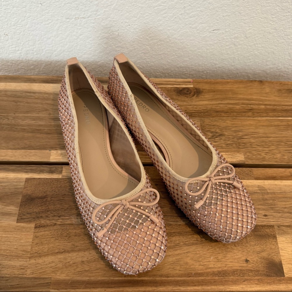 Pedro- Women’s Nude Ballerina Mesh Flats Size 37